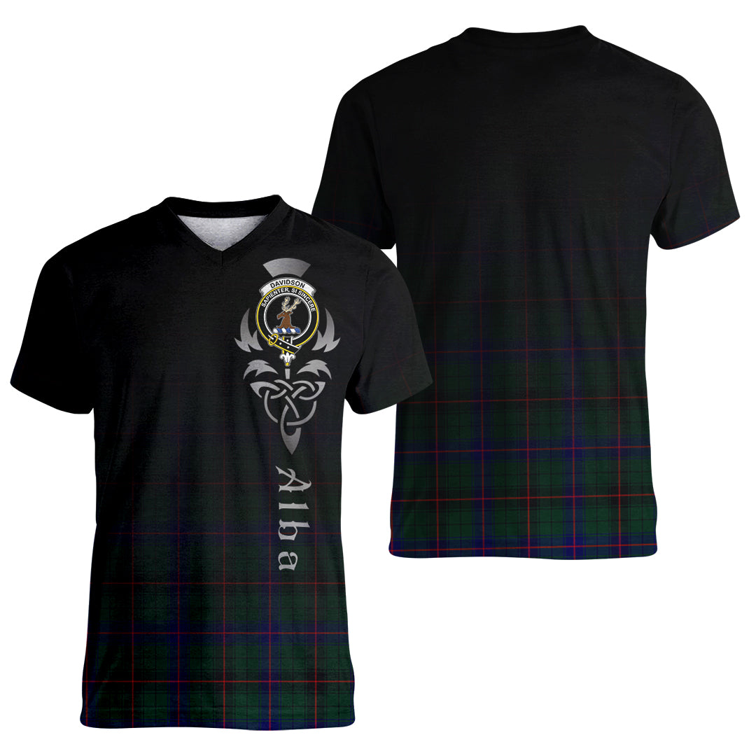 Printivon Davidson Modern Tartan Crest Alba Celtic T Shirt