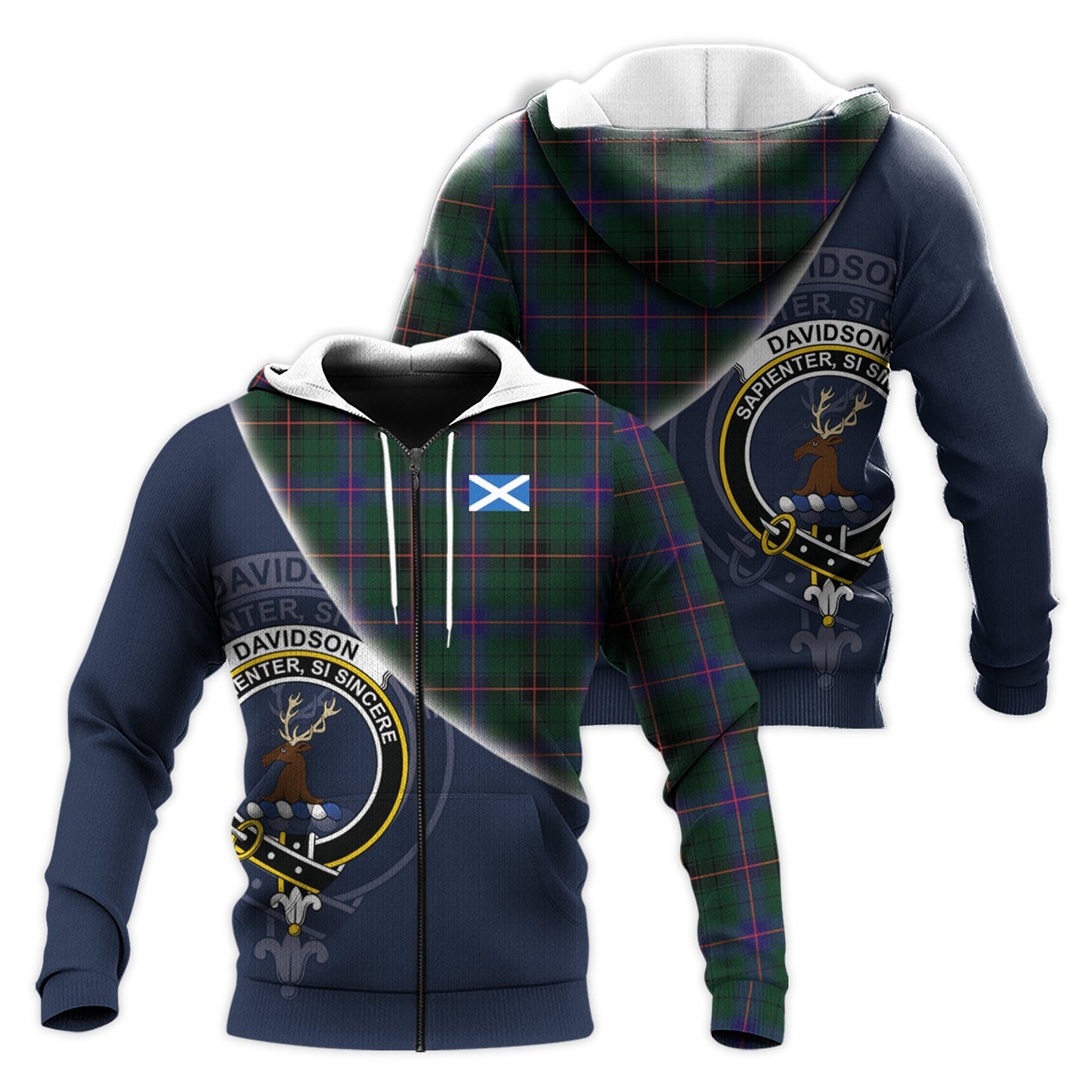 Printivon Davidson Modern Tartan Scottish Crest Hoodie