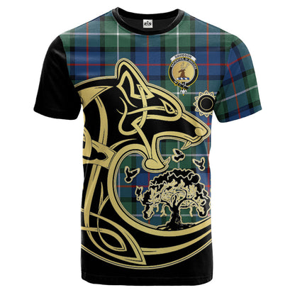 Printivon Davidson of Tulloch Crest Celtic Wolf Tartan T Shirt Custom Your Text