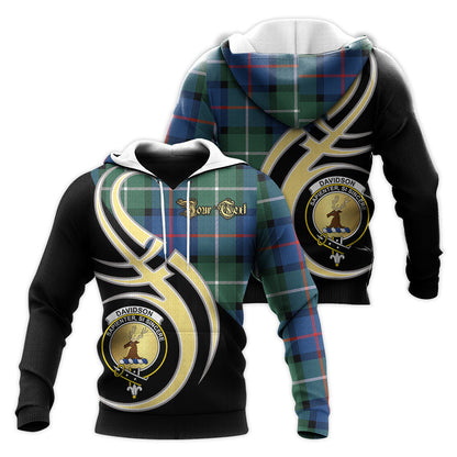 Printivon Davidson Of Tulloch Clan Believe In Me Crest Tartan Knitted Hoodie Custom Your Text