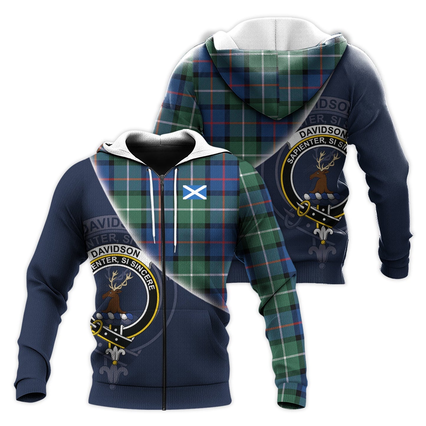 Printivon Davidson Of Tulloch Tartan Scottish Crest Hoodie