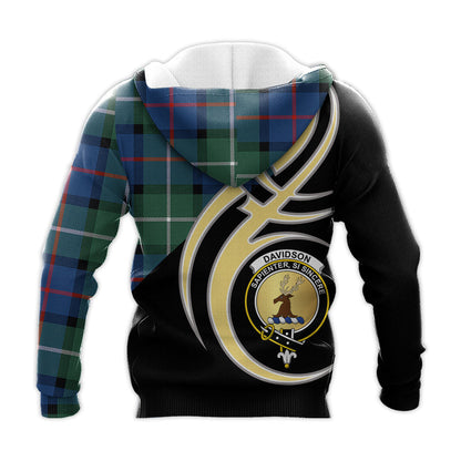 Printivon Davidson Of Tulloch Clan Believe In Me Crest Tartan Knitted Hoodie Custom Your Text