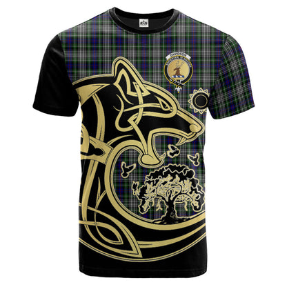 Printivon Davidson of Tulloch Dress Crest Celtic Wolf Tartan T Shirt Custom Your Text