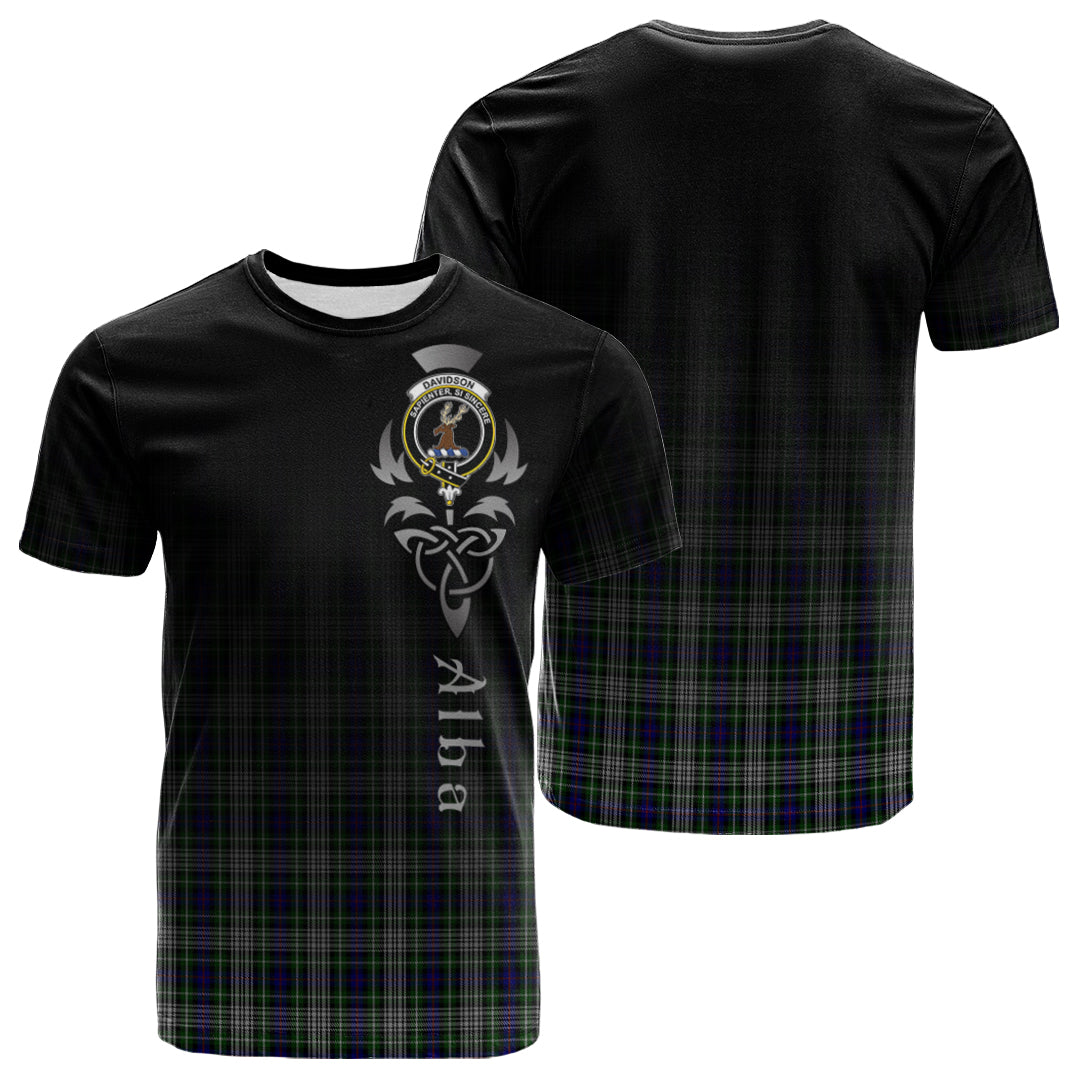Printivon Davidson of Tulloch Dress Tartan Crest Alba Celtic T Shirt