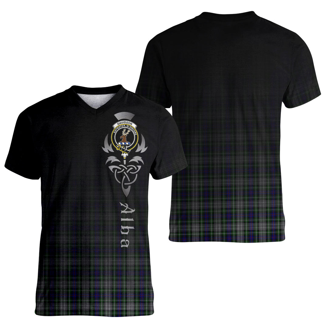 Printivon Davidson of Tulloch Dress Tartan Crest Alba Celtic T Shirt