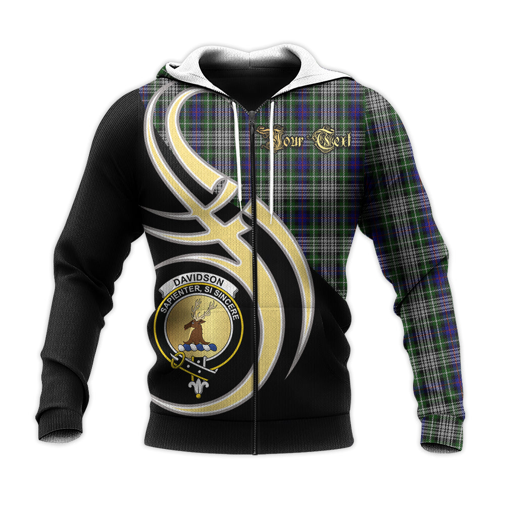 Printivon Davidson Of Tulloch Dress Clan Believe In Me Crest Tartan Knitted Hoodie Custom Your Text