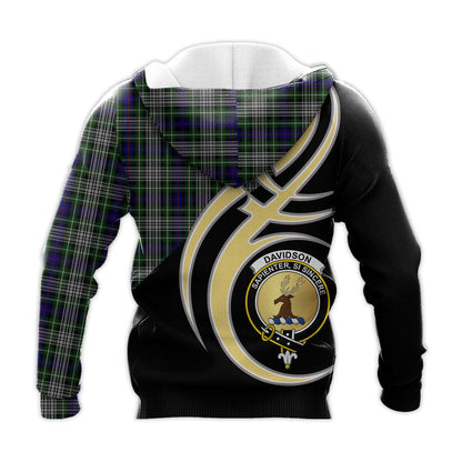 Printivon Davidson Of Tulloch Dress Clan Believe In Me Crest Tartan Knitted Hoodie Custom Your Text