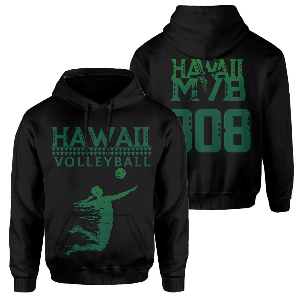 Volleyball Sport Kakau Hawaii Hoodie Black