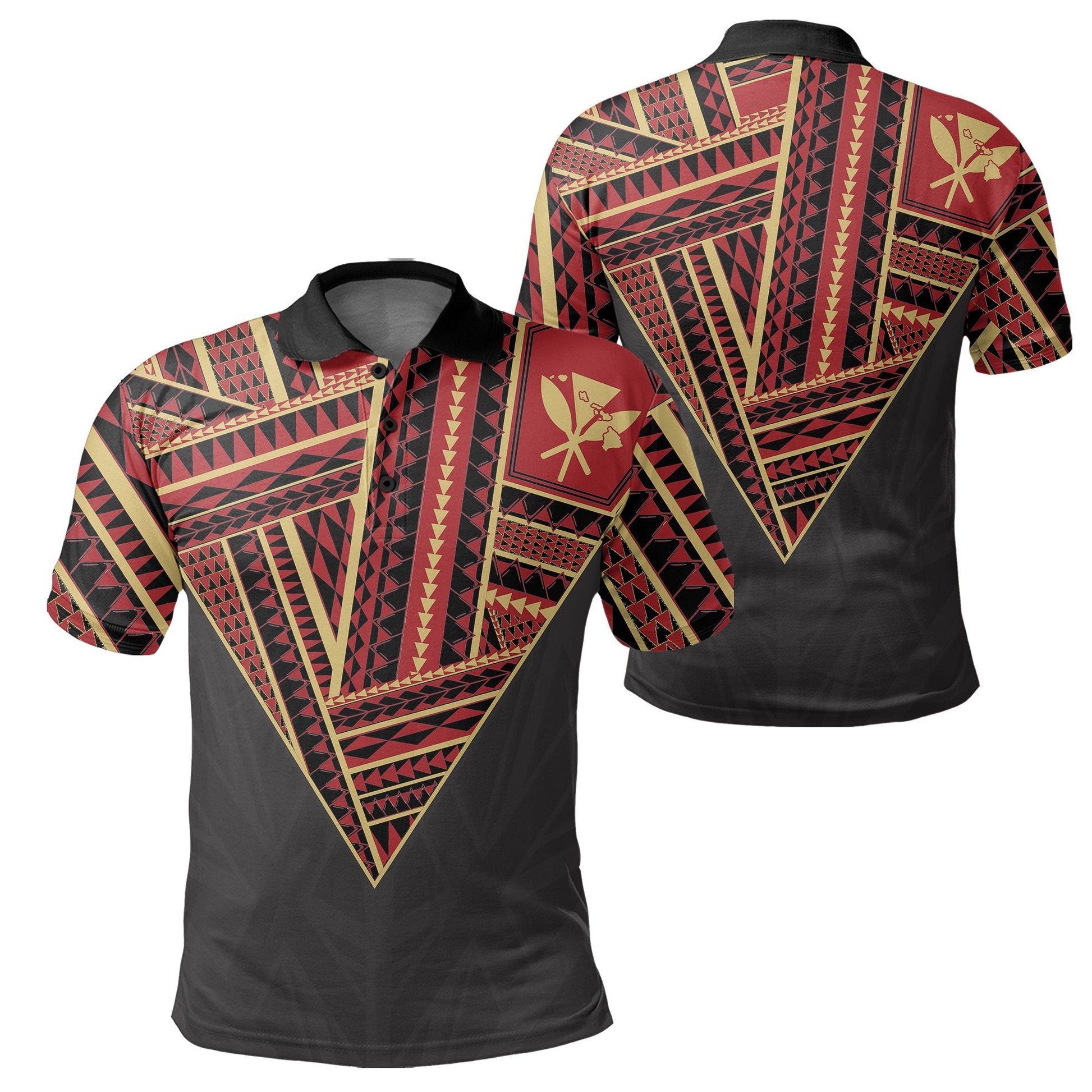 Hawaii Polo Shirt - Football Jersey Style - Red And Yellow - AH