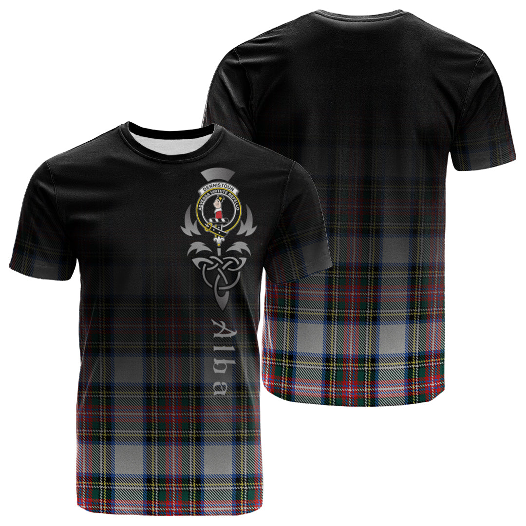 Printivon Dennistoun Tartan Crest Alba Celtic T Shirt