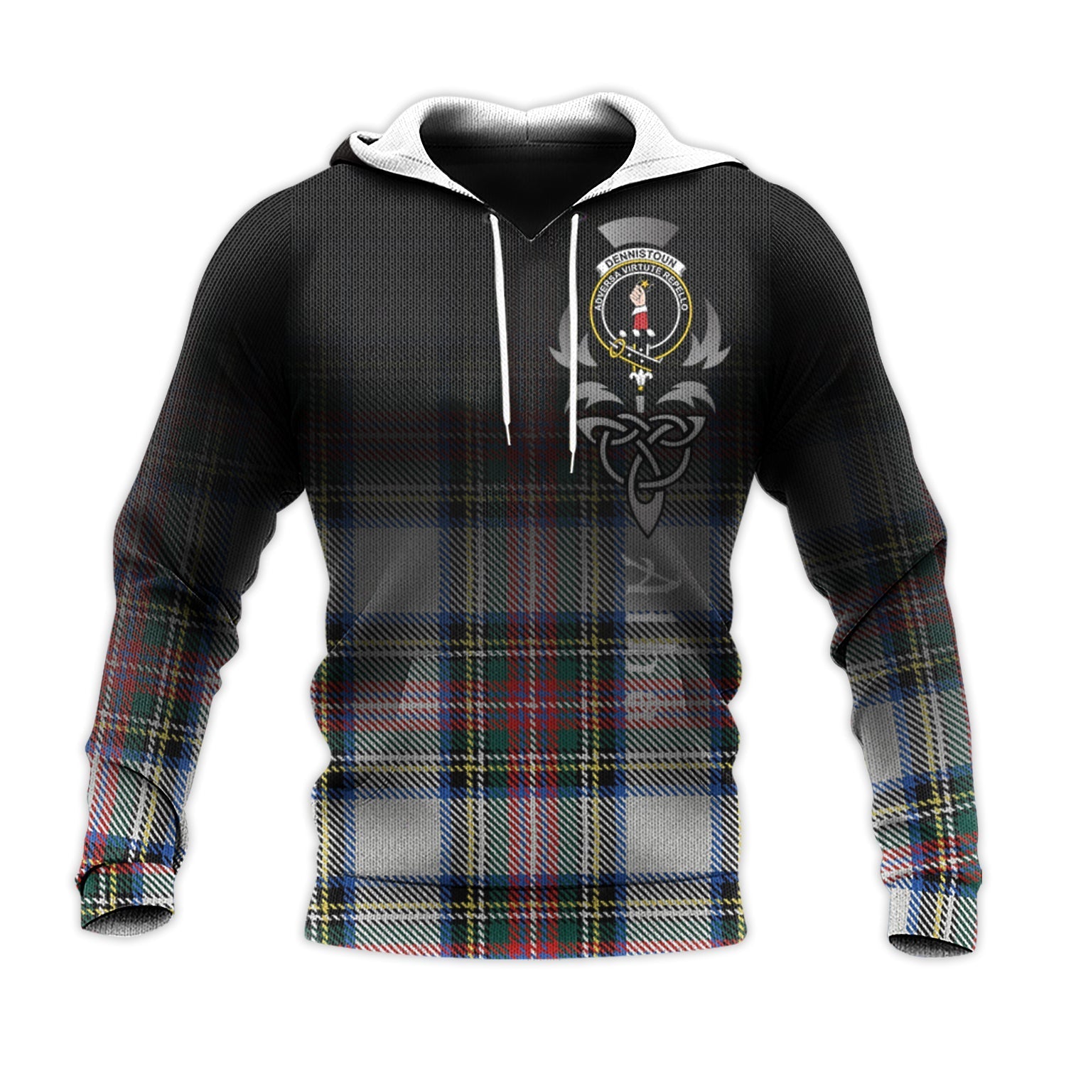 Printivon Dennistoun Tartan Crest Alba Celtic Hoodie