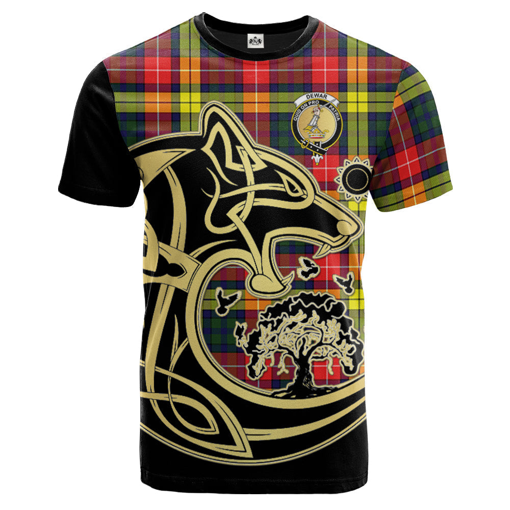 Printivon Dewar Crest Celtic Wolf Tartan T Shirt Custom Your Text