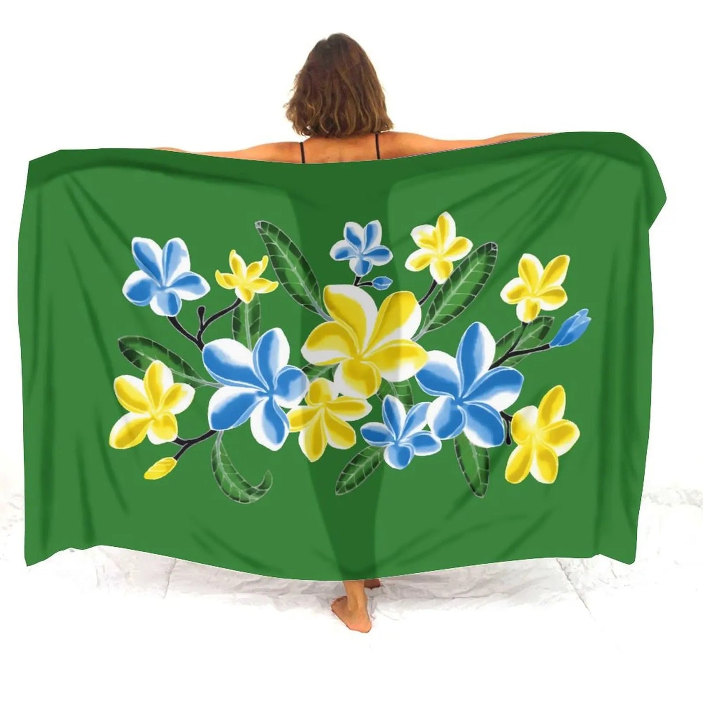 Tropical Floral Patterns Printed Green Women's Sarong Beach