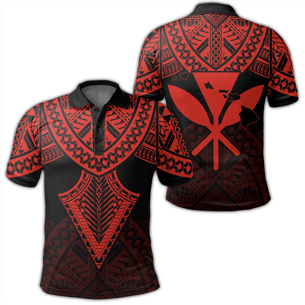 Hawaii Polynesian Limited Polo Shirt - Tab Style Red - AH