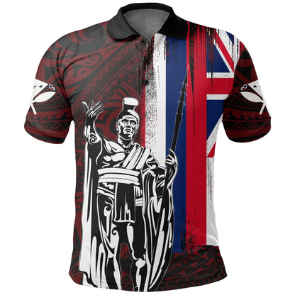Hawaii King Flag Polynesian Polo Shirt - Red