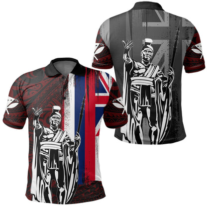Hawaii King Flag Polynesian Polo Shirt - Red
