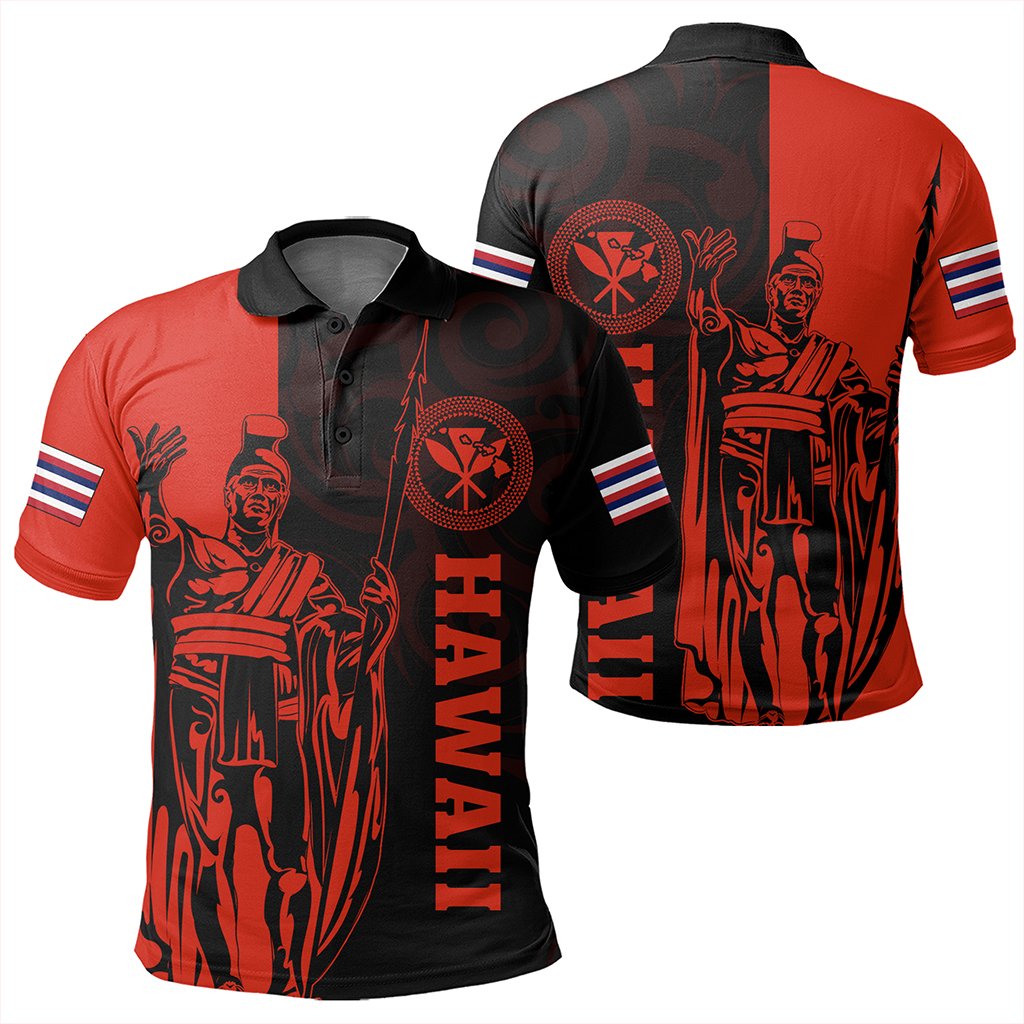Hawaii King Polynesian Polo Shirt - Lawla Style Red - AH