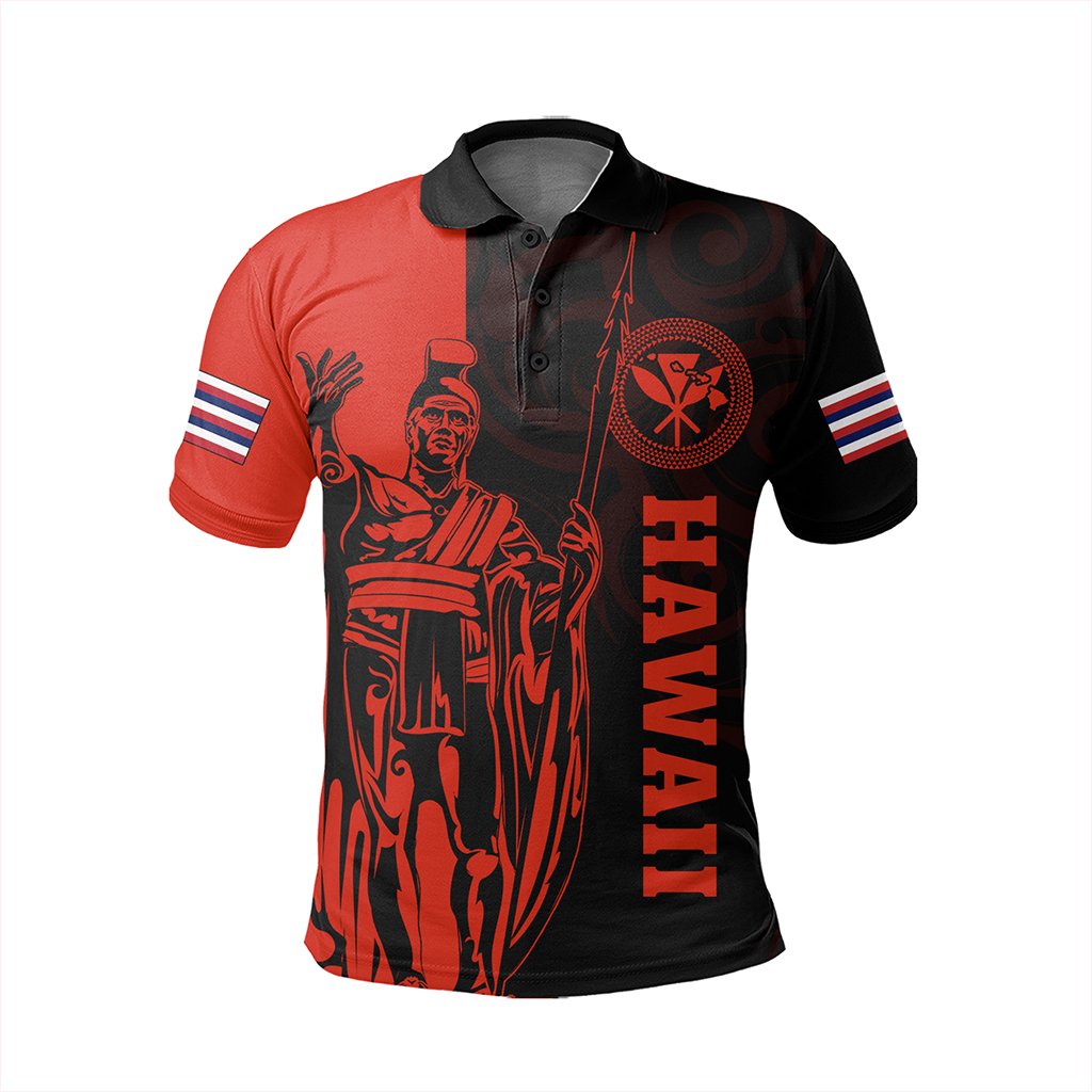 Hawaii King Polynesian Polo Shirt - Lawla Style Red - AH