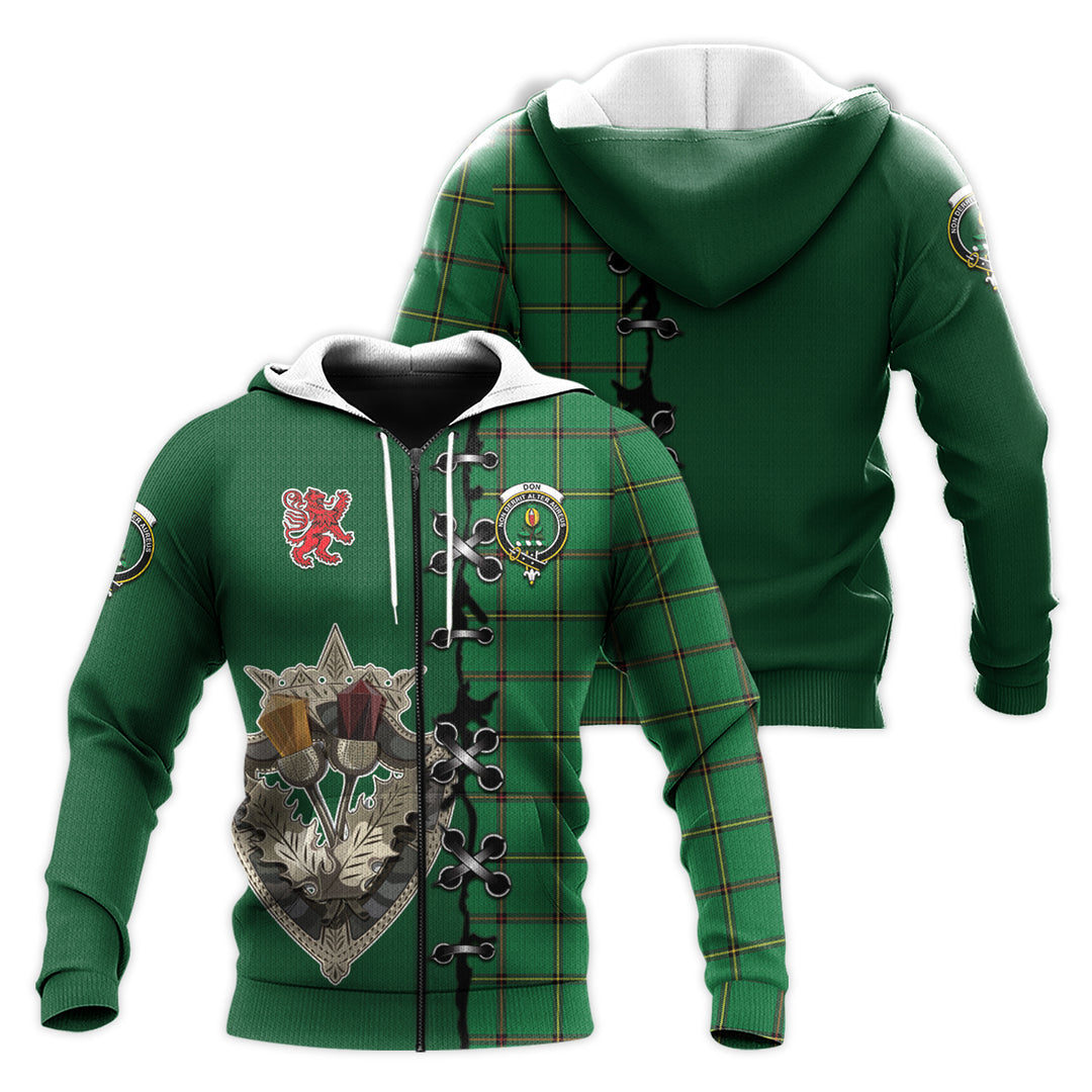 Printivon Don Tartan Hoodie Lion Rampant And Celtic Thistle Style