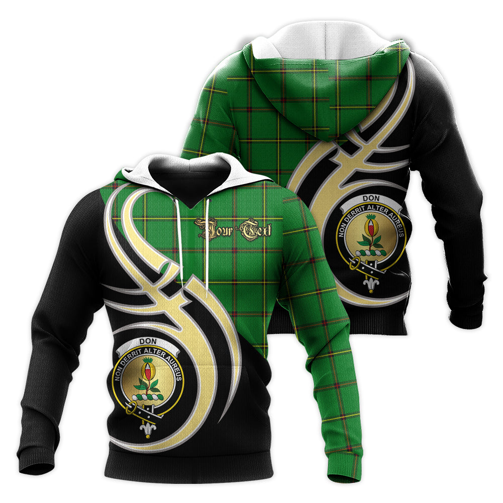 Printivon Don Clan Believe In Me Crest Tartan Knitted Hoodie Custom Your Text