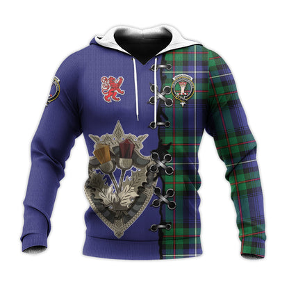 Printivon Donnachaidh Tartan Hoodie Lion Rampant And Celtic Thistle Style
