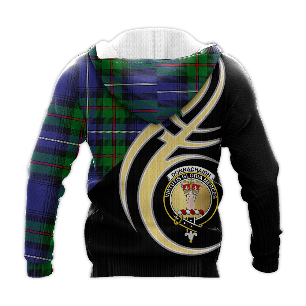 Printivon Donnachaidh Clan Believe In Me Crest Tartan Knitted Hoodie Custom Your Text