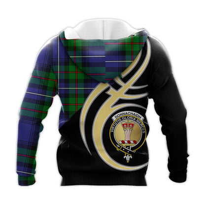 Printivon Donnachaidh Clan Believe In Me Crest Tartan Knitted Hoodie Custom Your Text