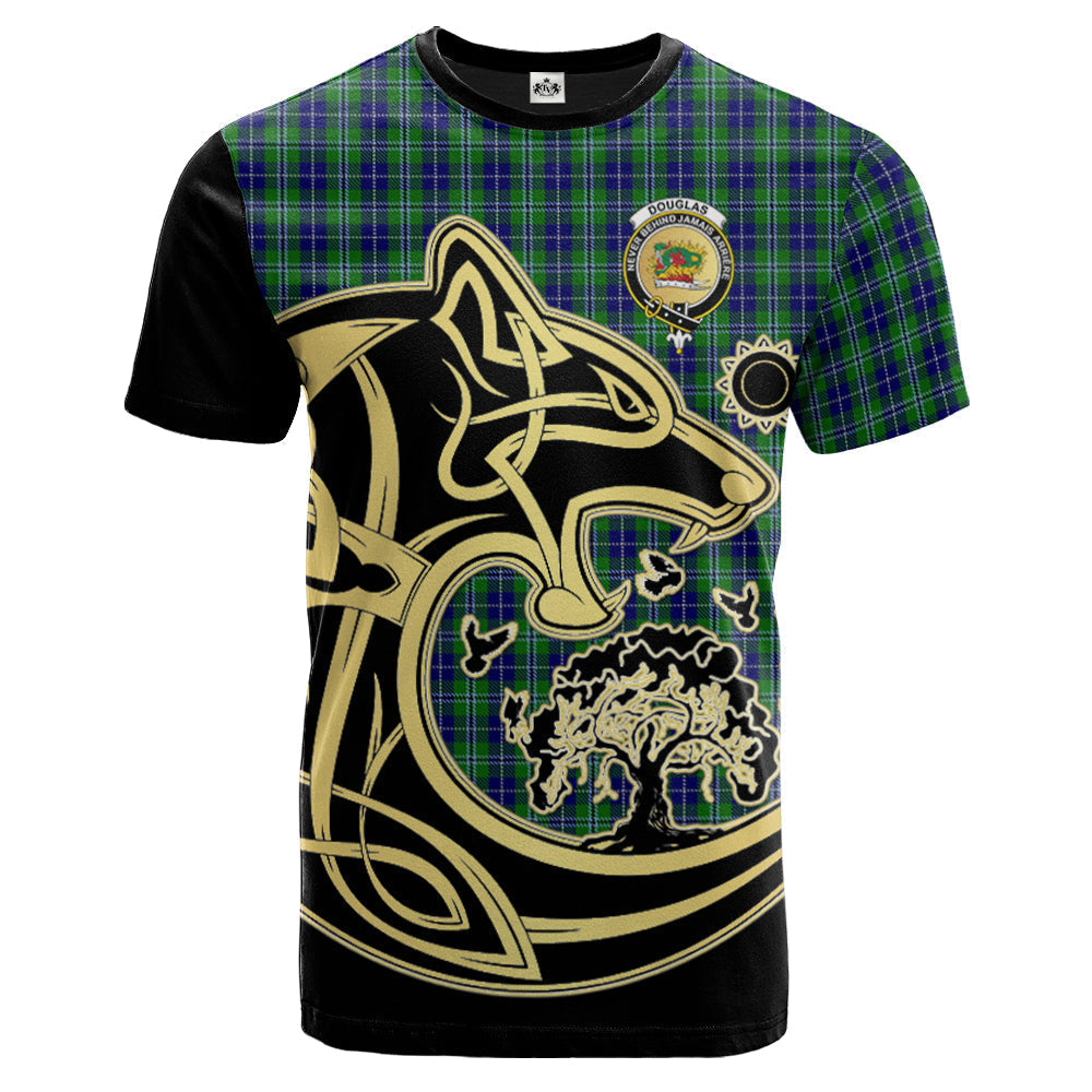 Printivon Douglas Crest Celtic Wolf Tartan T Shirt Custom Your Text