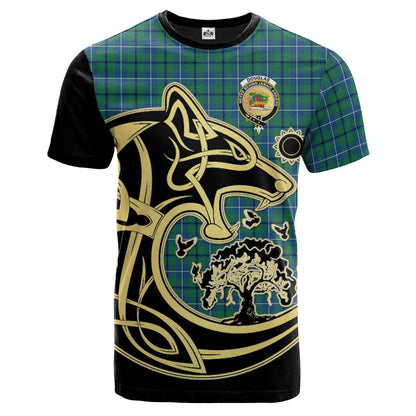 Printivon Douglas Ancient Crest Celtic Wolf Tartan T Shirt Custom Your Text