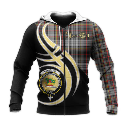 Printivon Douglas Ancient Dress Clan Believe In Me Crest Tartan Knitted Hoodie Custom Your Text
