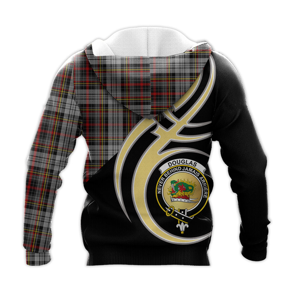 Printivon Douglas Ancient Dress Clan Believe In Me Crest Tartan Knitted Hoodie Custom Your Text