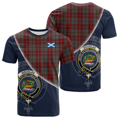 Printivon Douglas Ancient Red Tartan Scottish Crest T Shirt