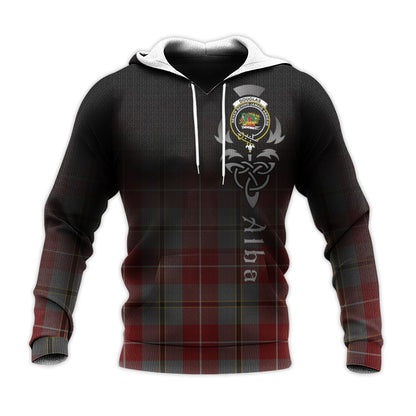 Printivon Douglas Ancient Red Tartan Crest Alba Celtic Hoodie
