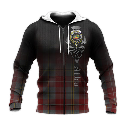Printivon Douglas Ancient Red Tartan Crest Alba Celtic Hoodie