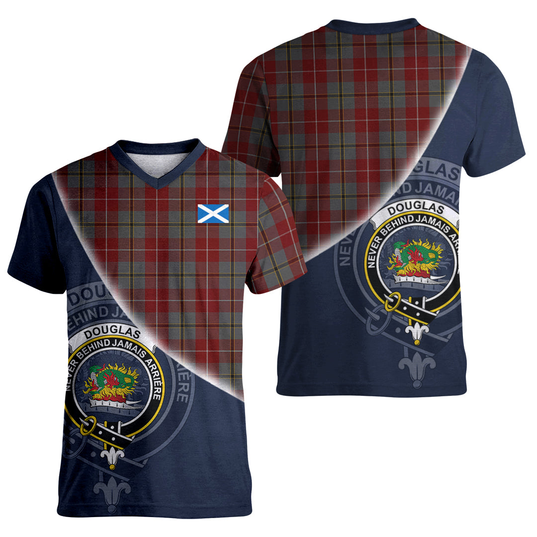 Printivon Douglas Ancient Red Tartan Scottish Crest T Shirt