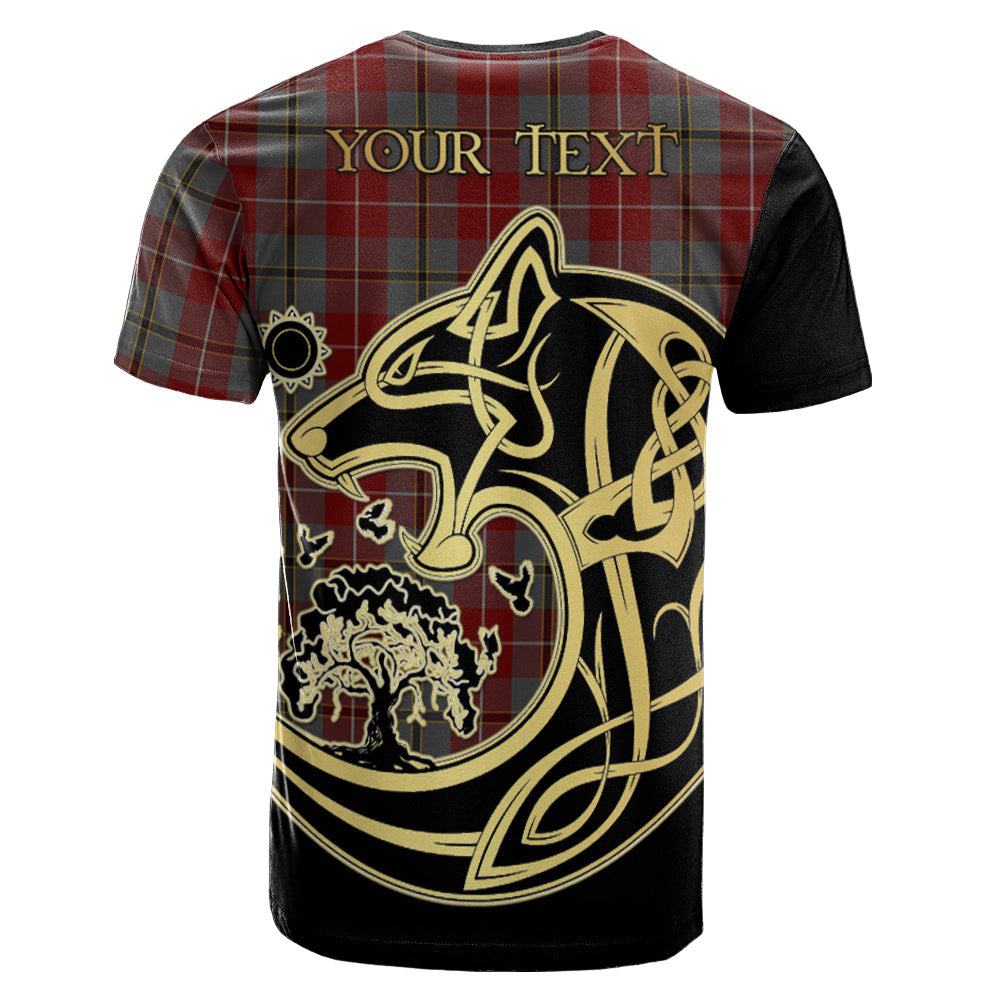 Printivon Douglas Ancient Red Crest Celtic Wolf Tartan T Shirt Custom Your Text