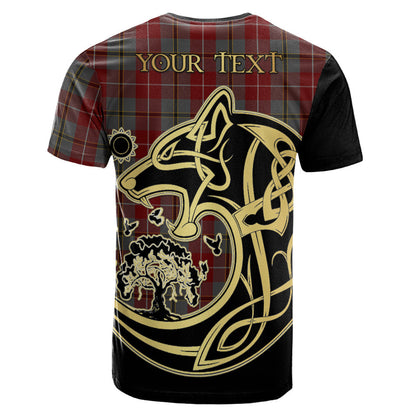 Printivon Douglas Ancient Red Crest Celtic Wolf Tartan T Shirt Custom Your Text