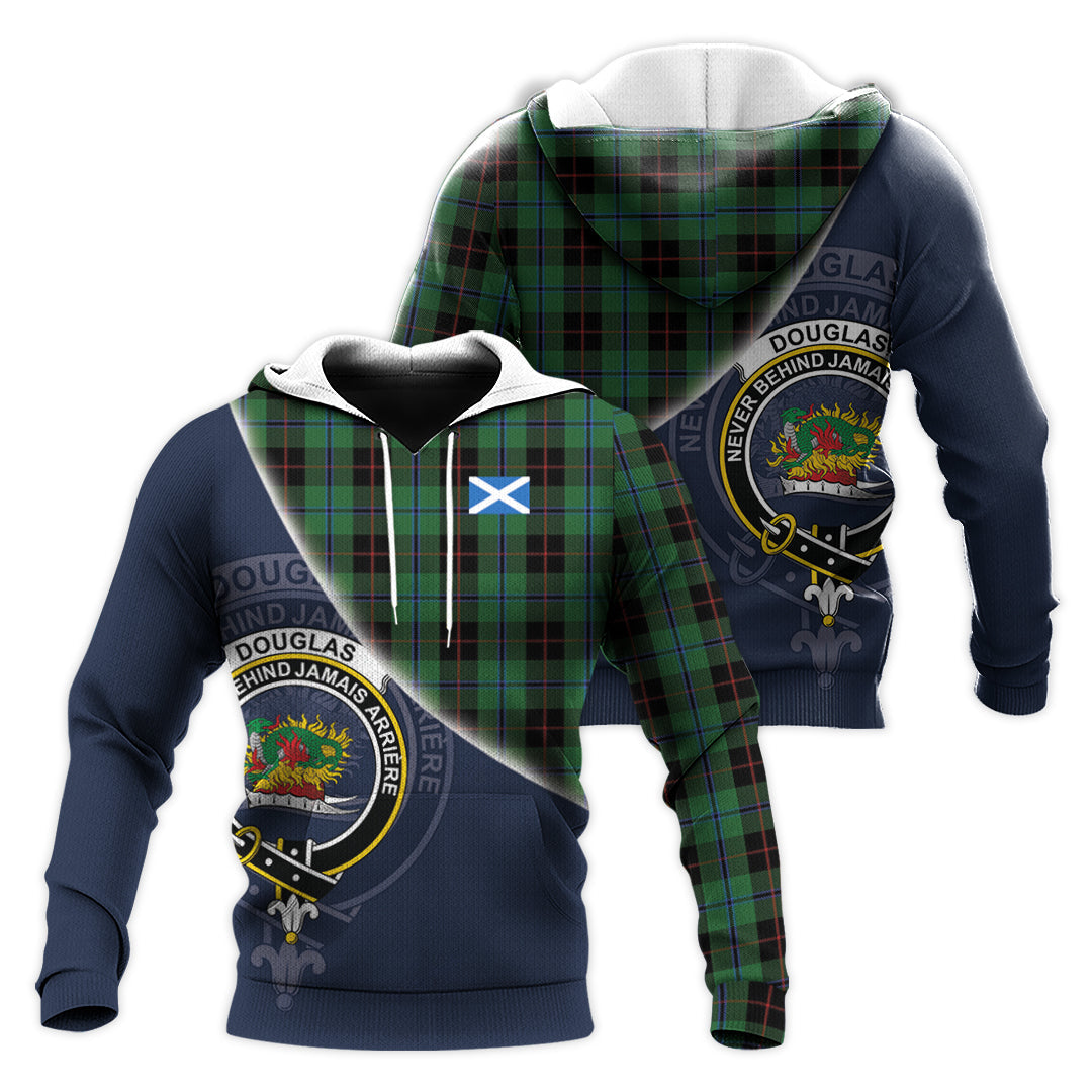 Printivon Douglas Black Tartan Scottish Crest Hoodie