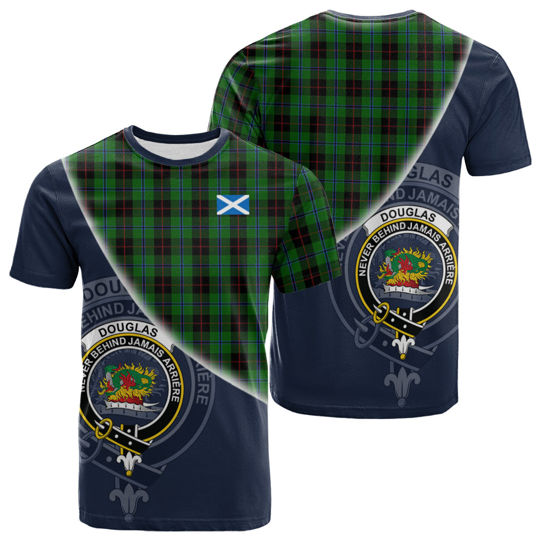 Printivon Douglas Black Tartan Scottish Crest T Shirt