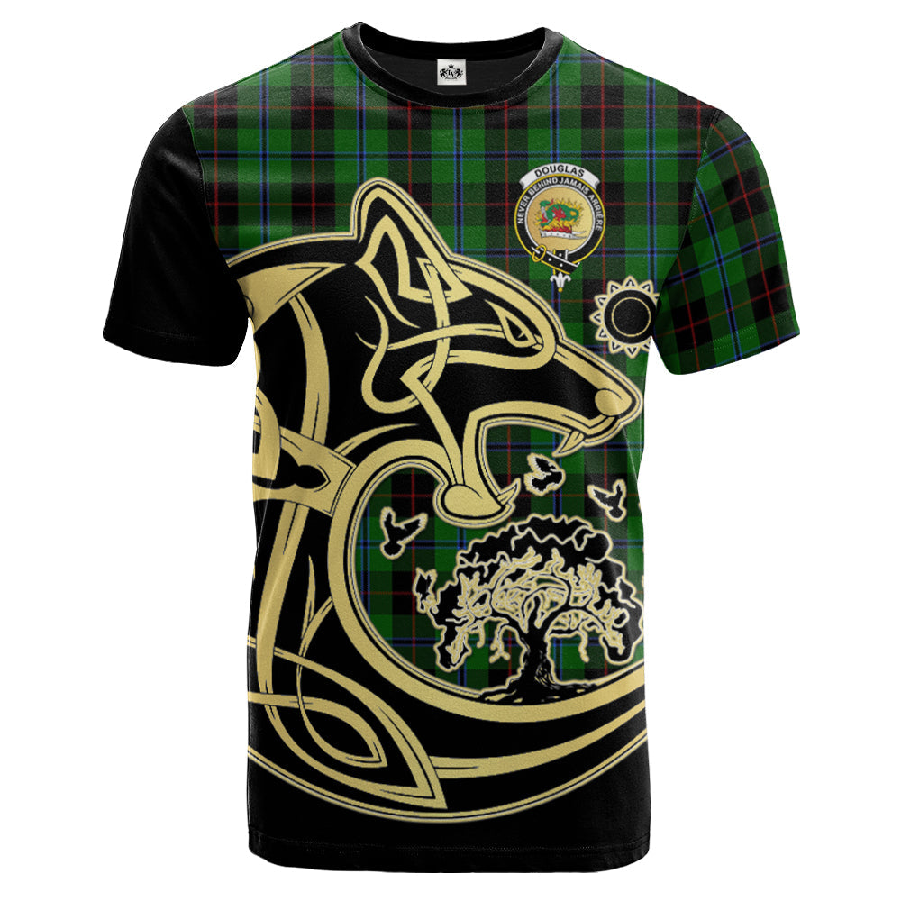 Printivon Douglas Black Crest Celtic Wolf Tartan T Shirt Custom Your Text