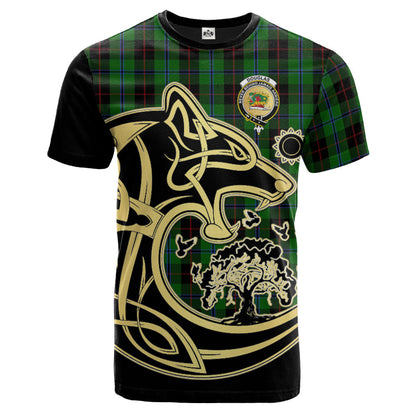 Printivon Douglas Black Crest Celtic Wolf Tartan T Shirt Custom Your Text