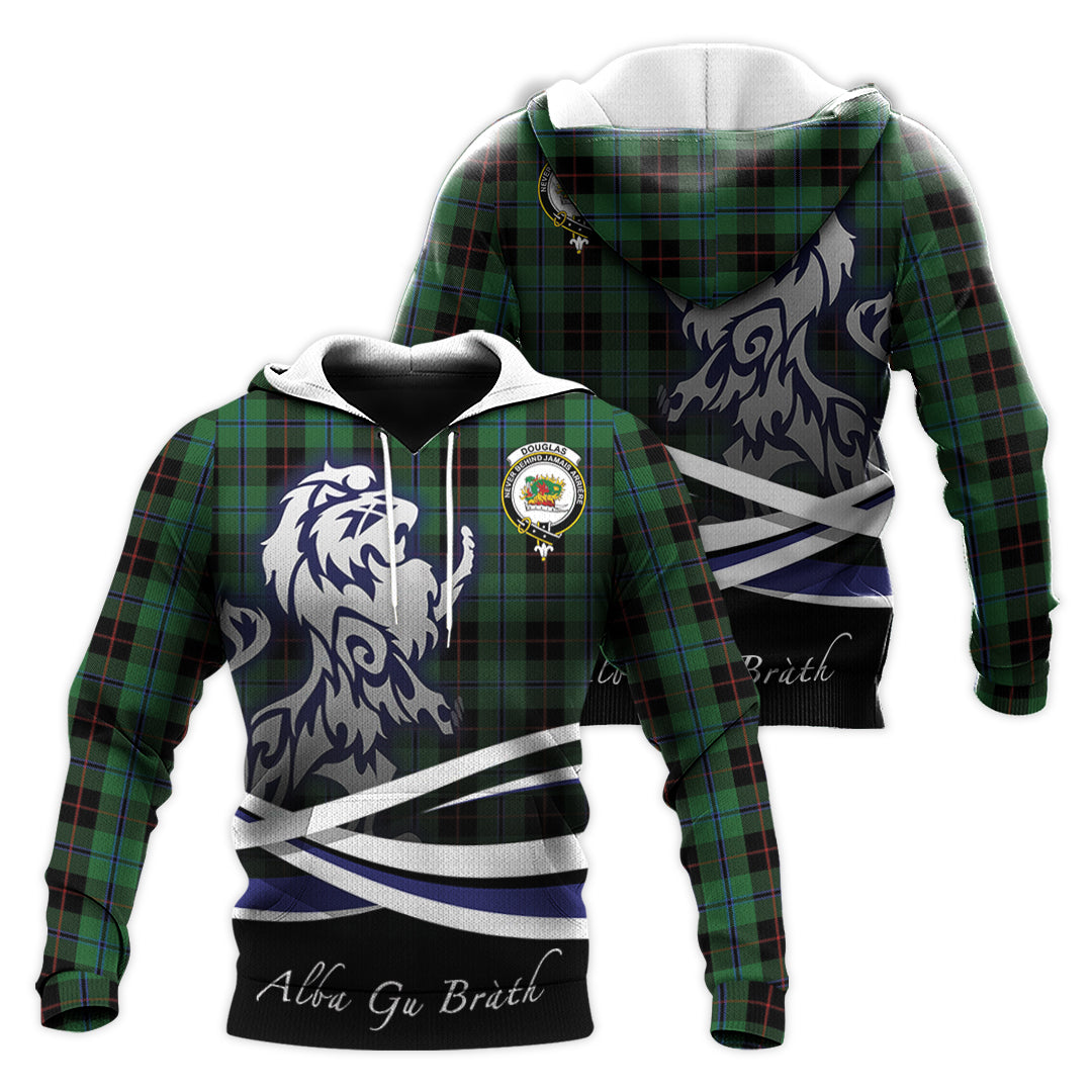 Printivon Douglas Black Tartan Scottish Lion Hoodie