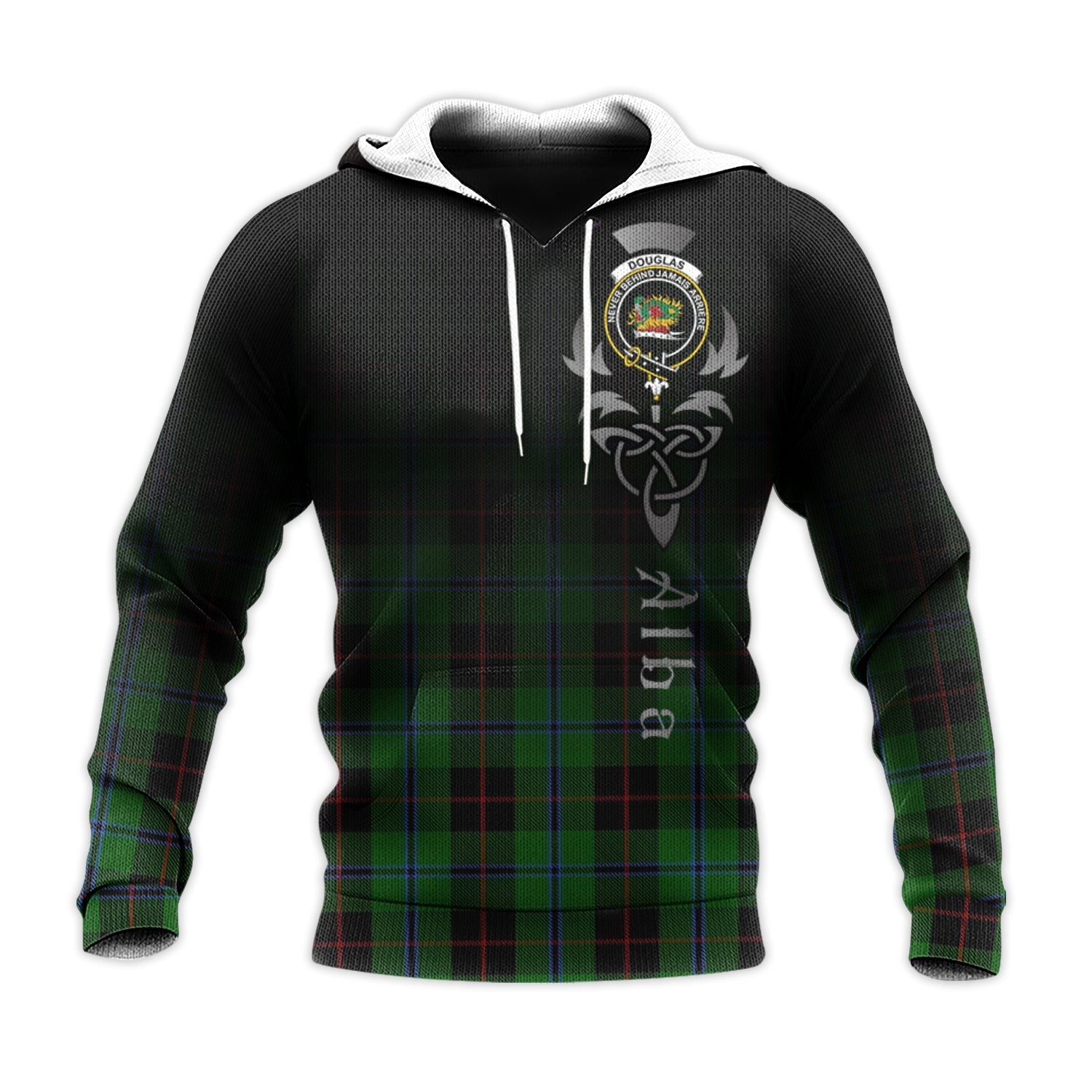 Printivon Douglas Black Tartan Crest Alba Celtic Hoodie