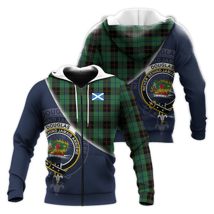 Printivon Douglas Black Tartan Scottish Crest Hoodie