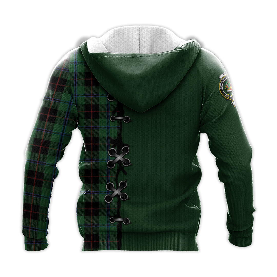 Printivon Douglas Black Tartan Hoodie Lion Rampant And Celtic Thistle Style