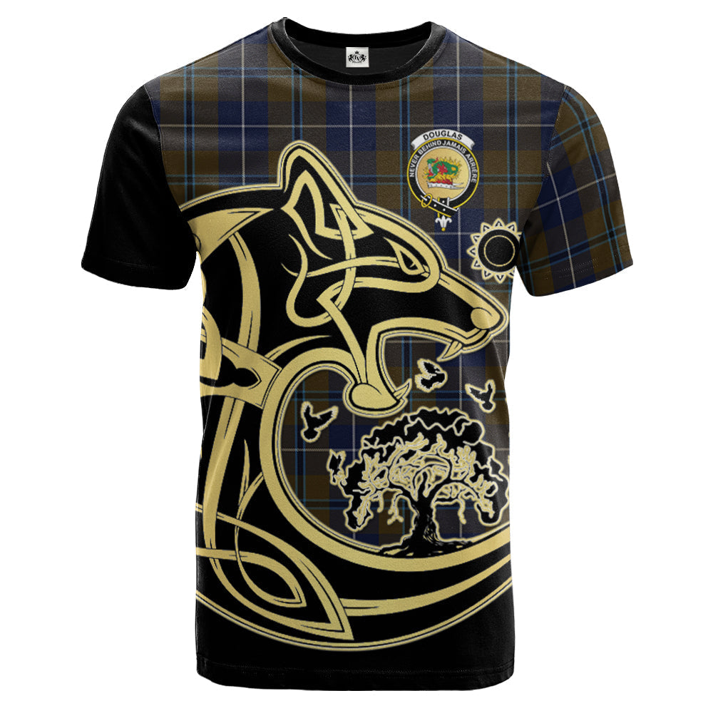 Printivon Douglas Brown Crest Celtic Wolf Tartan T Shirt Custom Your Text