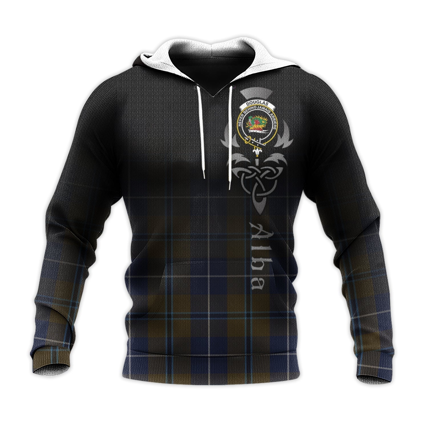 Printivon Douglas Brown Tartan Crest Alba Celtic Hoodie