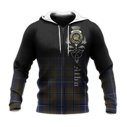 Printivon Douglas Brown Tartan Crest Alba Celtic Hoodie