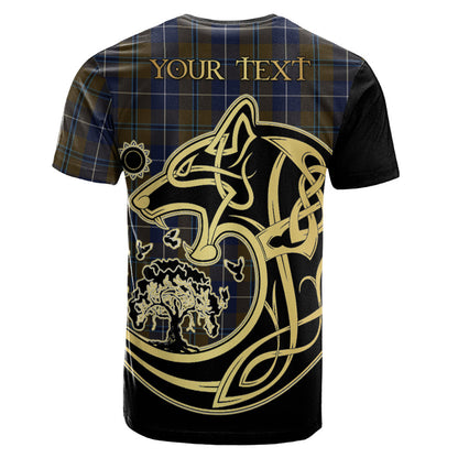 Printivon Douglas Brown Crest Celtic Wolf Tartan T Shirt Custom Your Text