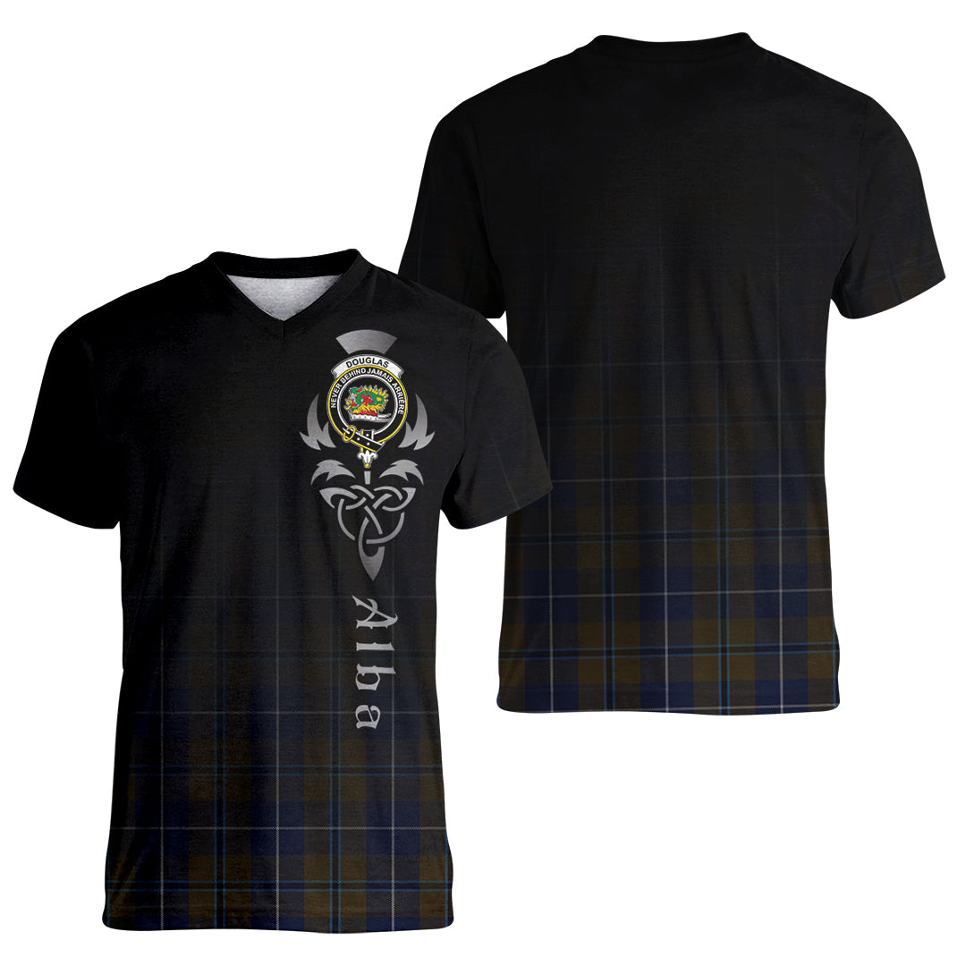 Printivon Douglas Brown Tartan Crest Alba Celtic T Shirt
